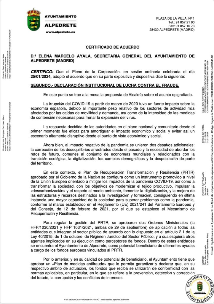 CERTIFICADO DE ACUERDO 1 Alpedrete Web Ayuntamiento De Alpedrete