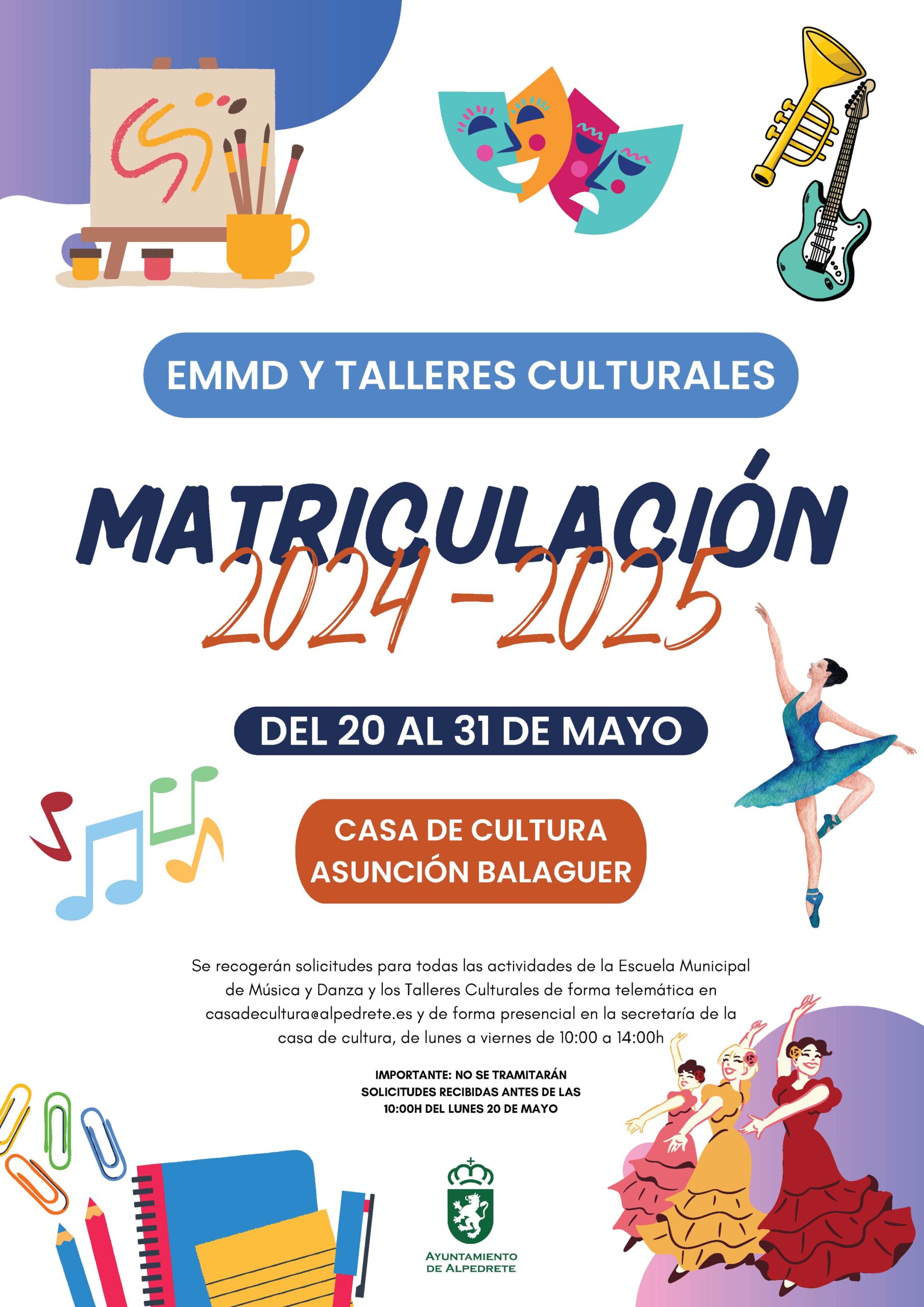 Imagen de la noticia Matriculación actividades EMMD y talleres culturales curso 2024-25